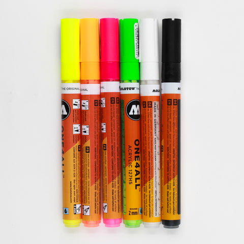 Set Marcadores Molotow ONE4ALL Neon 2mm c/6