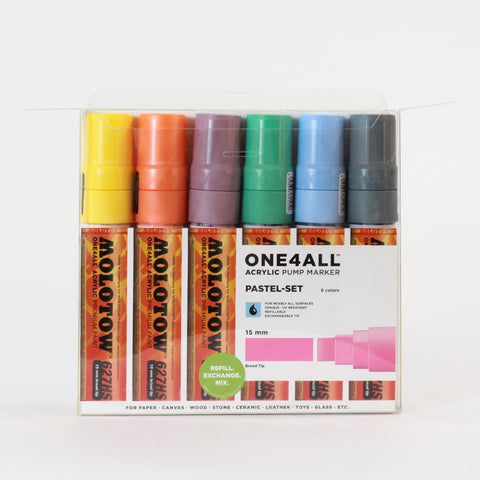 Set Marcadores Molotow ONE4ALL Pasteles 15mm c/6