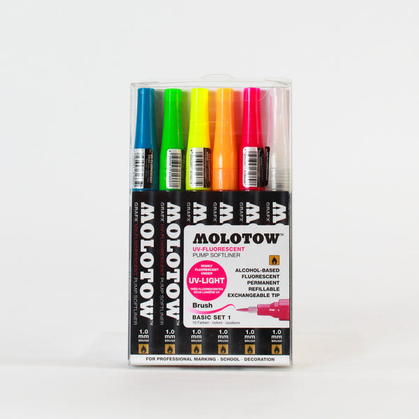 Marcadores Base Alcohol Molotow UV-Fluorescent c/6