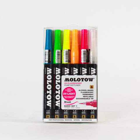 Marcadores Base Alcohol Molotow UV-Fluorescent c/6