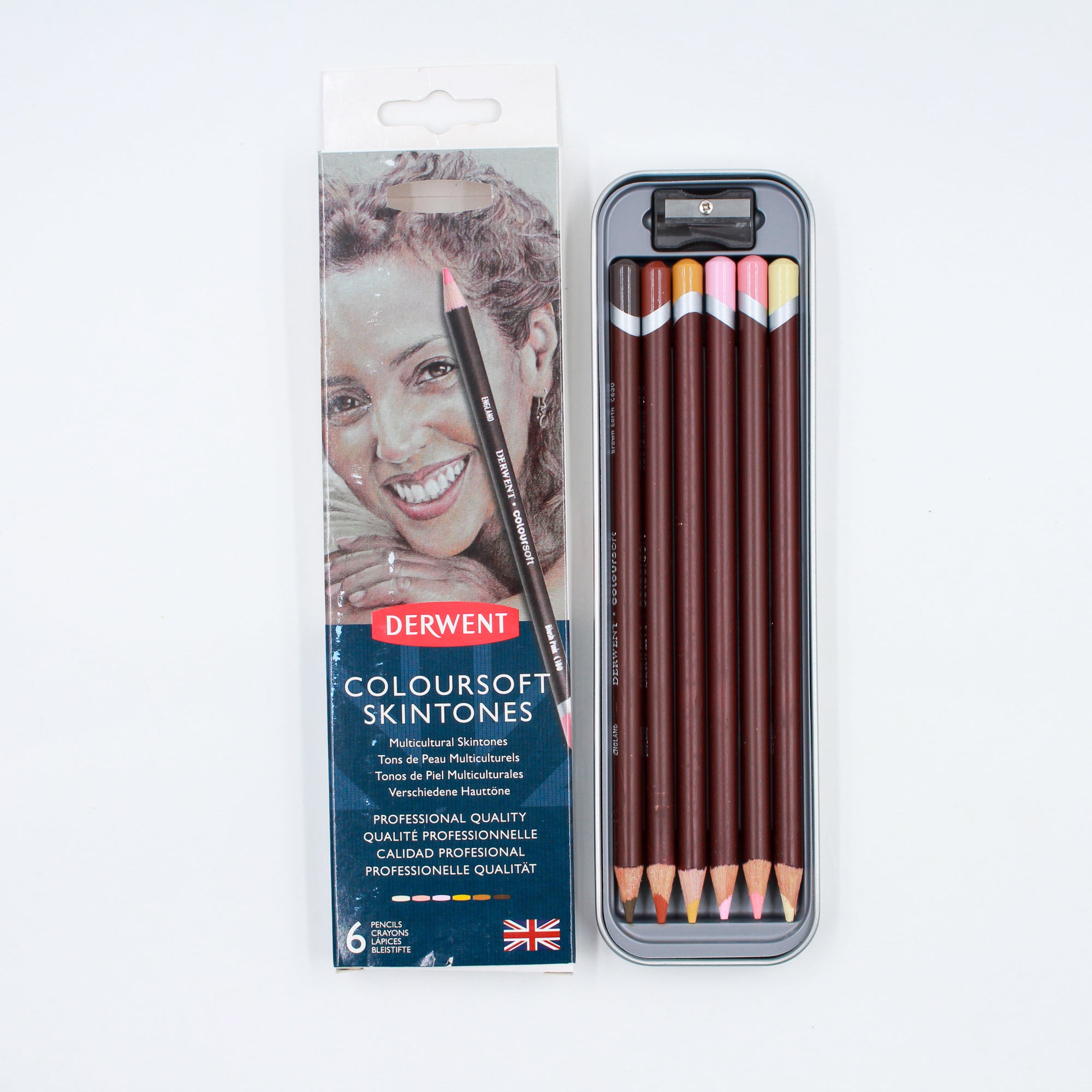 Lápices Derwent Coloursoft Tonos Piel Caja Metálica c/6