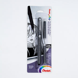 Pincel De Bolsillo Pentel Tinta Negra + 2 Cartuchos
