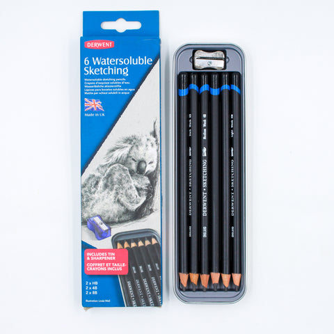 Lápices Derwent Sketching Acuarelables Caja Metálica c/6